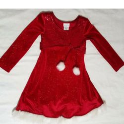 Christmas Girl Red Velour White Fur Dress