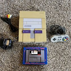 SNES With Game, Controller, And Cables