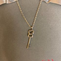 .925 sterling silver and diamond key necklace (#S32)