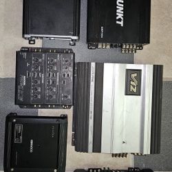 Kicker, Alpine, Kenwood, Blaupunkt, Fusion, and SPL Amplifiers/Amplificadores (price in description)
