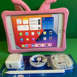 Apple iPad mini 5 (5th Generation/7.9” retina/ latest IOS 18/ 2019 Model ) 64GB with pen,  kids case  & Accessories (256GB $329) 