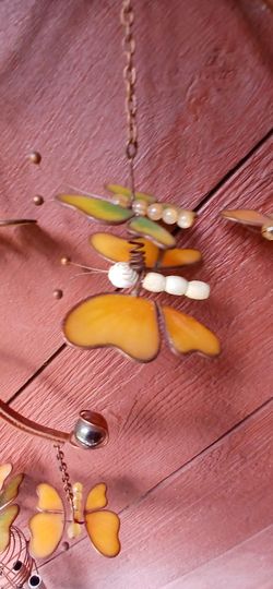 Copper & Enamel  Butterfly Windchime