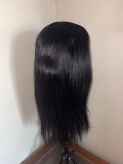 Straight Human Hair Wig With Bangs Glueless Wear and Go 2x4 HD Lace Closure Wig 180% Density Drawstring Wig Human Hair for Black Women Natural Color 1