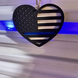 Hart Shape American Flag/ Thin Blue Line 