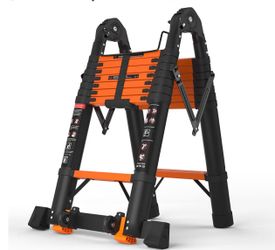 SINMEIRUN Telescoping Ladder, 16.5 FT, A Frame, Aluminum Extension Ladder, 330 lbs Capacity, Collapsible Multi-Purpose Ladder for Home, Roof and RV; O