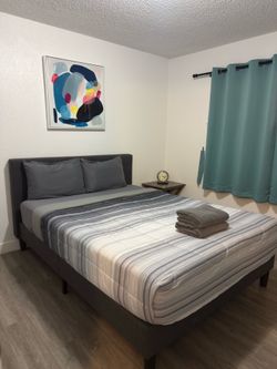 Queen bed frame + mattress
