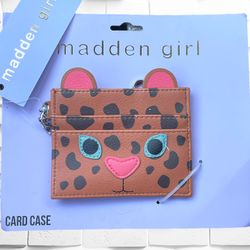 Madden Girl Brown Leopard Card Case • Silver Hardware • Five Card Slots NWT