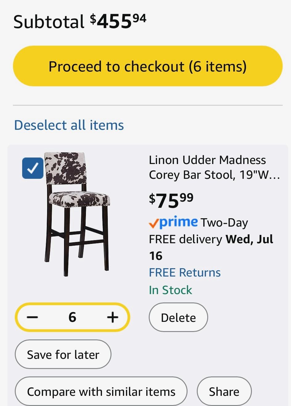 Cow Print Bar Stool