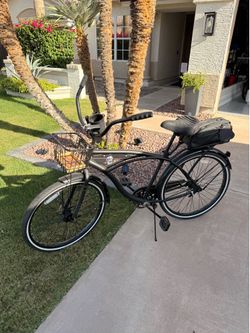 Matte Black Cruiser Bike w/ Basket & Rear Storage