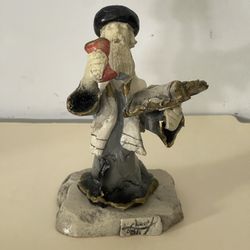 Yossi Nussbaum Glazed Clay Sculpture Vtg 1985 Dapey Menorit Rabbi Wine Cup Book