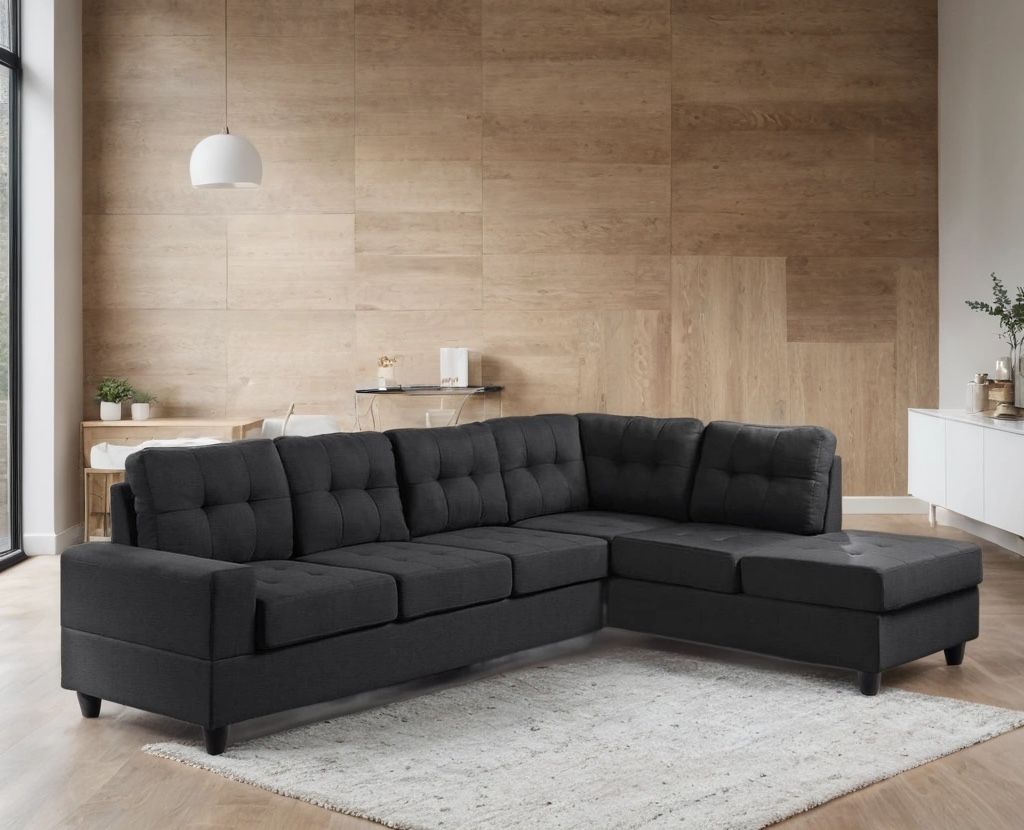 Sectional Black Linen