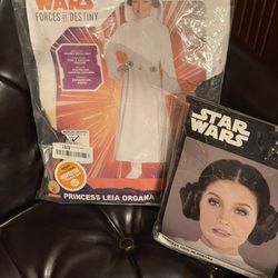 Star Wars Princess Leia Costume Medium Kids 5-7 With Hair