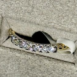 MAGNIFICENT 🌷 14KT YELLOW & WHITE GOLD ROUND DIAMOND BAND RING 💍😍