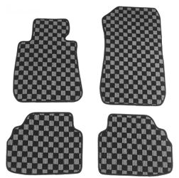 06-11 E90 3 Series 4DR Floor Mats Carpets Checkered Black Gray
