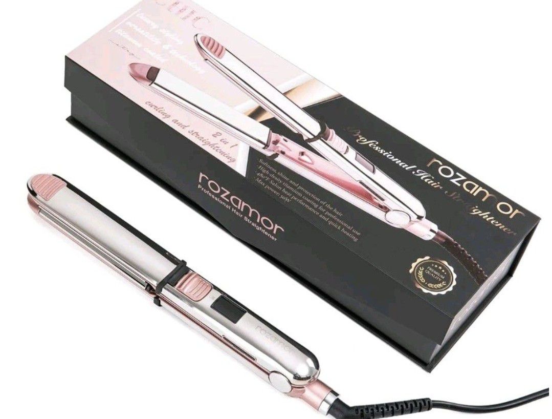NEW - Rozamor Professional Hair Straightener 2 in 1 Hair Straightener Curler