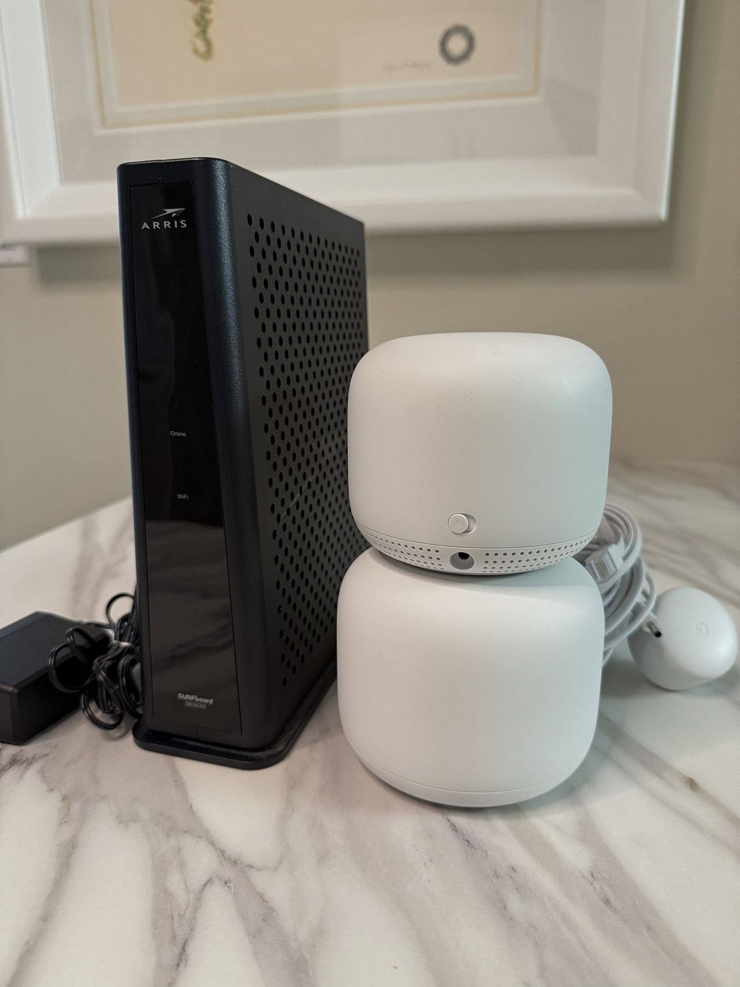 COMBO! Arris SURFboard SBG8300 Wi-Fi Cable Modem Router+Google Nest