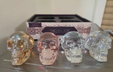 Rachel Zoe Halloween Set Of 4 Crystal Decor Skulls