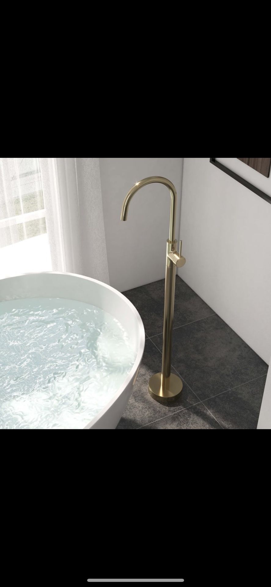 Brewst Solid Brass Single Handle Modern Floor Mounted Tub Filler Spout Faucet Sh7 $50