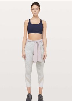 NEW Wunder Under HR Crop 24” Special EditionLeggings Grey/White Size 8 Retail $88