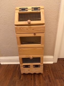 Rustic Wood Vegetable Storage Bin Cabinet