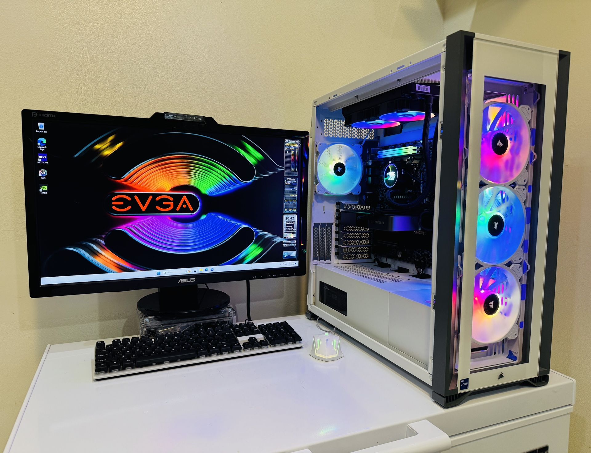 NEW 13th Gen Gaming PC 16 Core I5 @4,6GHz. RTX 3070 FE. 512G M2 /2T HDD, Wat Cooling. 32G DDR5. WIFI. Bluetooth, C-Port, USB 3,2. 850W PSU. 27”Monit