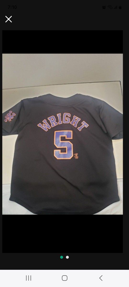 David Wright #5 New York Mets Baseball-Youth Black Jersey Size Small 6-8