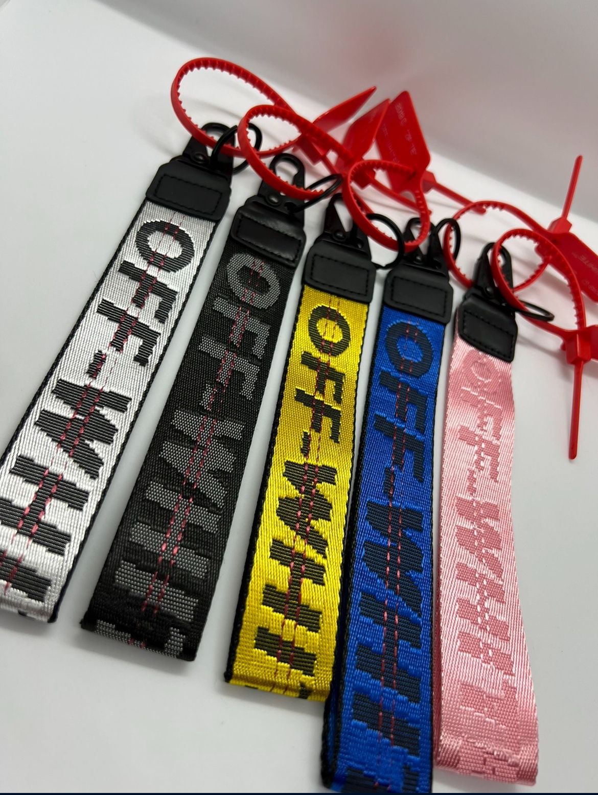 Off White Keychains 10.5” W/ Tag & Bag