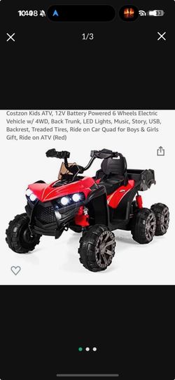 Kids Electric Vehicle Costzon Kids ATV, 12V Battery Powered 6 Wheels Electric Vehicle