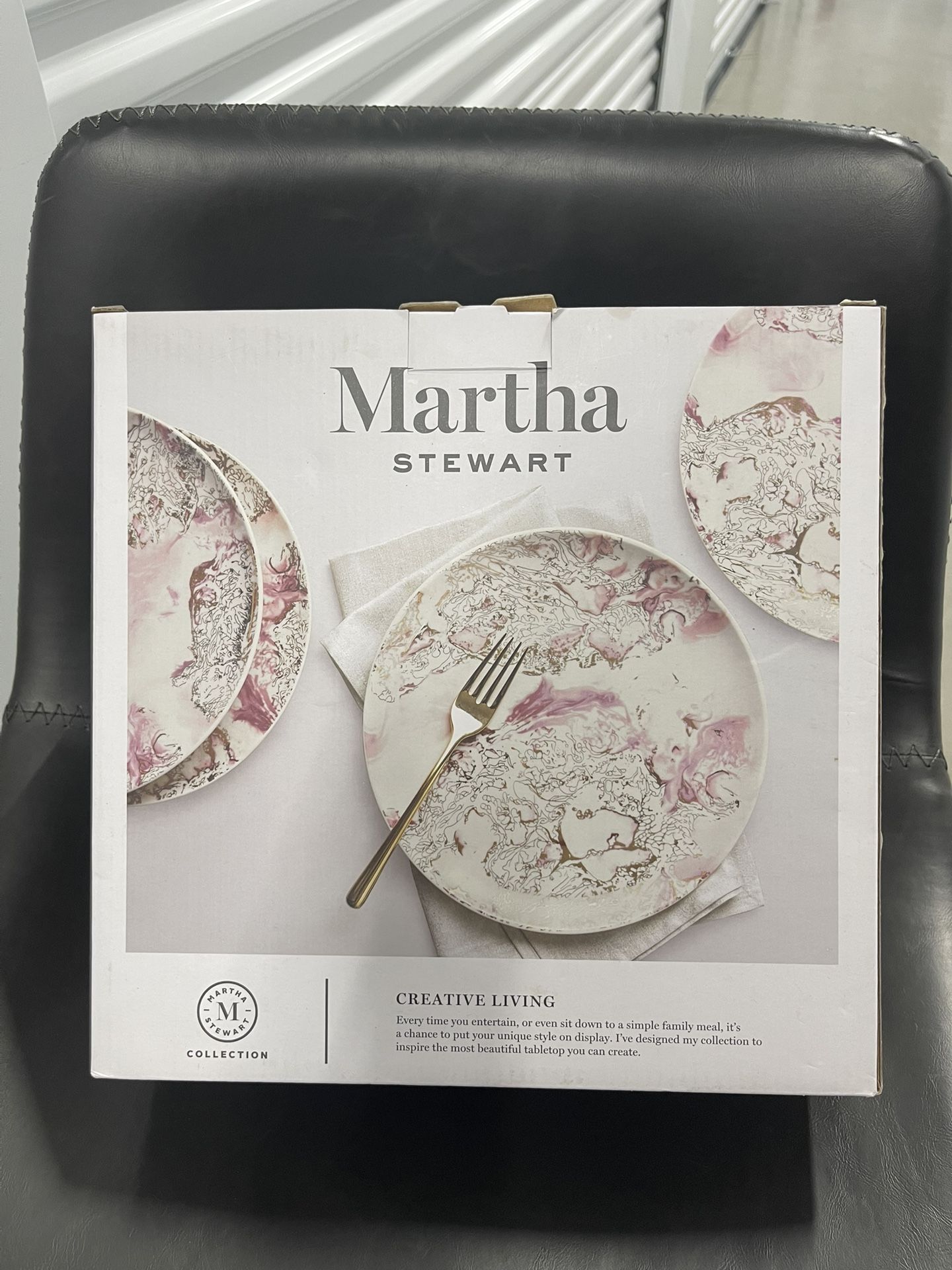 Martha Stewart Pink Gold Marble Plates 
