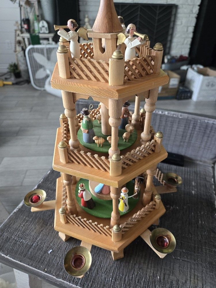 Antique Vintage Windmill Christmas Candle MOVES WITH HEAT
