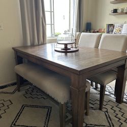 Modern Farmhouse Table 6 Chairs And 1 Bench