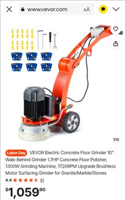 VEVOR Electric Concrete Floor Grinder 10"