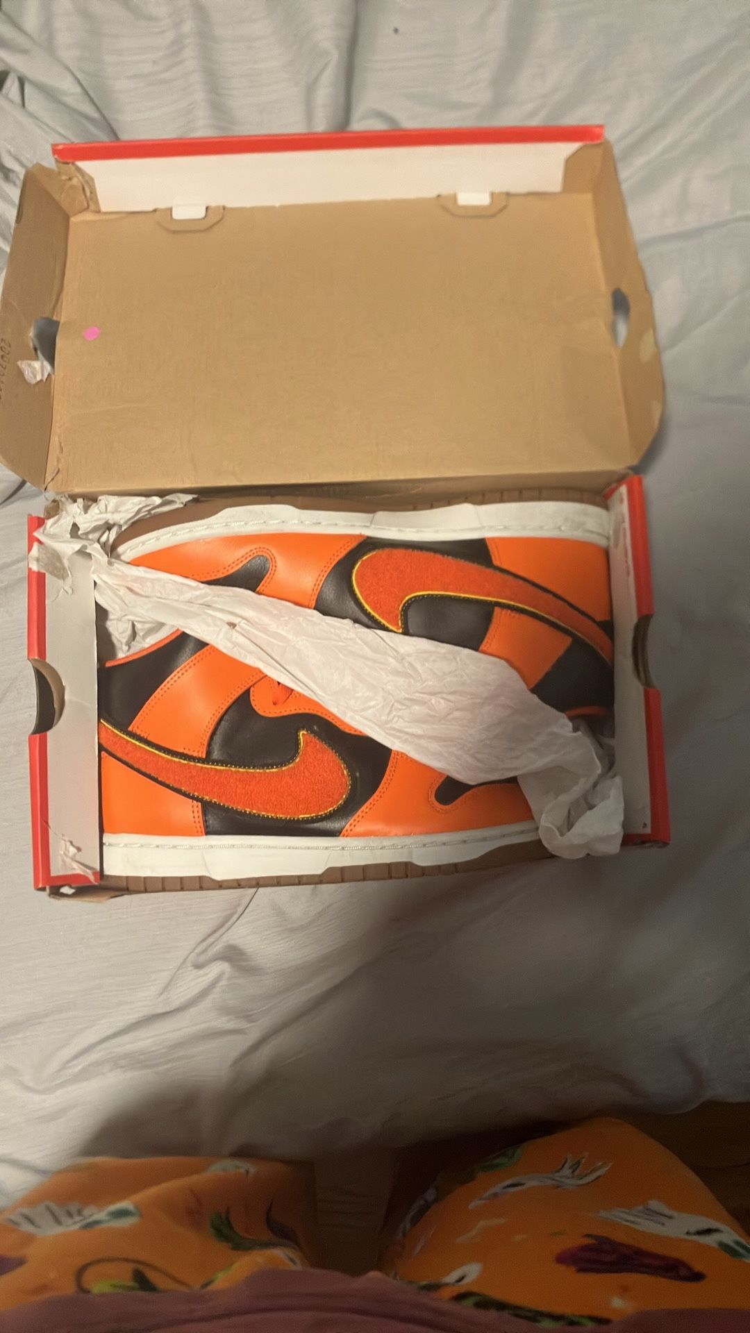 Nike Dunk High Retro Chenille Swoosh Safety Orange Size: US 10
