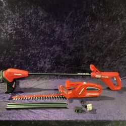 🛠🧰Homelite 12V 18” Cordless Hedge Trimmer & 10”String Trimmer/Edger Kit w/Internal 2.5Ah Battery & Charger Cable-$60!🛠🧰