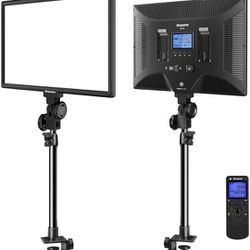 Dazzne 2Pack LED Video Light with Desk Clamp Stand Lighting Kit with Wireless