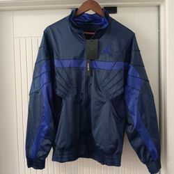 Size Small Nike Air Jordan 5 Satin Full Zip Jacket Blackened Blue AR3130-416 Loose Fit