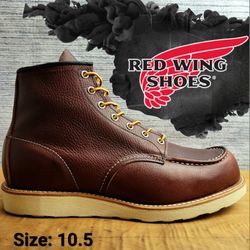 New RED WING Heritage Men's Classic 6" Moc Toe Soft Toe Work Boots Botas Size: 10.5