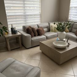Leather Sectional With Center Table And Side Table No Accessories Included. Nothing Wrong With Them. 