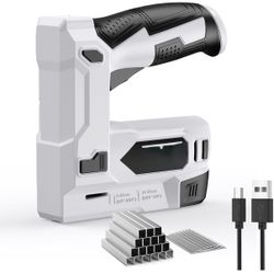 Electric Staple , 2 in 1 Lithium-ion Electric Stapler, 4V Cordless Brad Nailer Kit with Staples Nails, USB Charger, Power Tacker for Upholstery, Ma