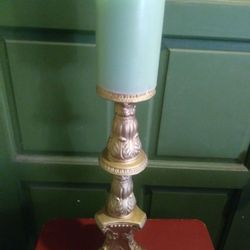 Vintage style Candle holder Gold metal. Woodland Hills,Ca.