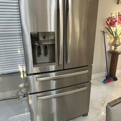 used fridge, large,
