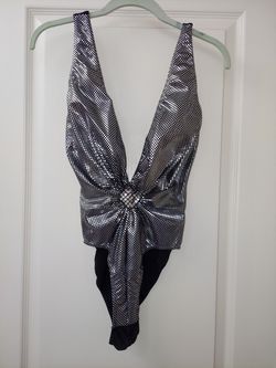 Black & Silver Metalic Bathing Suit Size 12