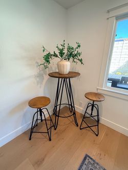 Industrial Pub Table + 2 Adjustable Stools
