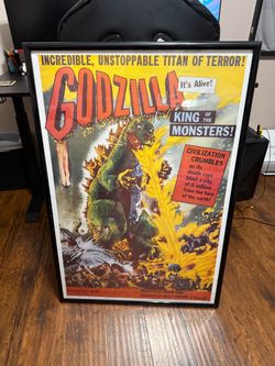 Framed Vintage Godzilla Movie Poster – King of the Monsters