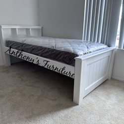 White Twin Bed & Bamboo Mattress 