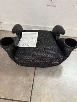 Evenflo GoTime No Back Booster Car Seat (Static Black) For Kids 5 Years+, 40-120 lbs, 2 Cup Holders, Easy to Clean (Static Black)