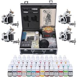 4 Tattoo Machine Kit w/ LCD Power Supply 40 Color Inks & Case