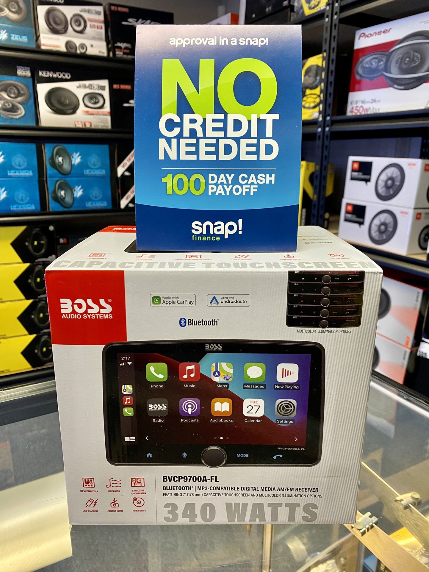 New BOSS Audio 7” inch Apple Car Play Single Din Bluetooth Floating Touch Screen Monitor Car