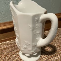 Vintage Paneled Grape Milk Glass  Beverage Pitcher byWESTMORELAND Glass