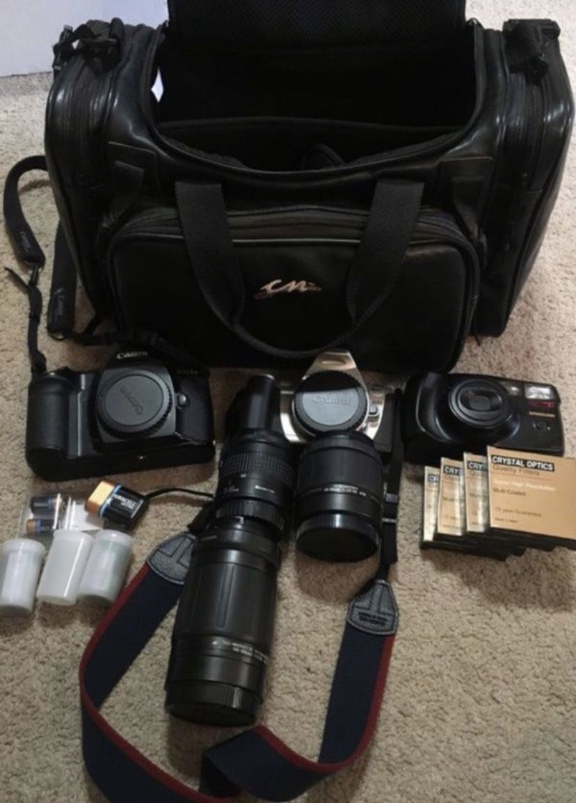 Camera bag with Vintage Film cameras